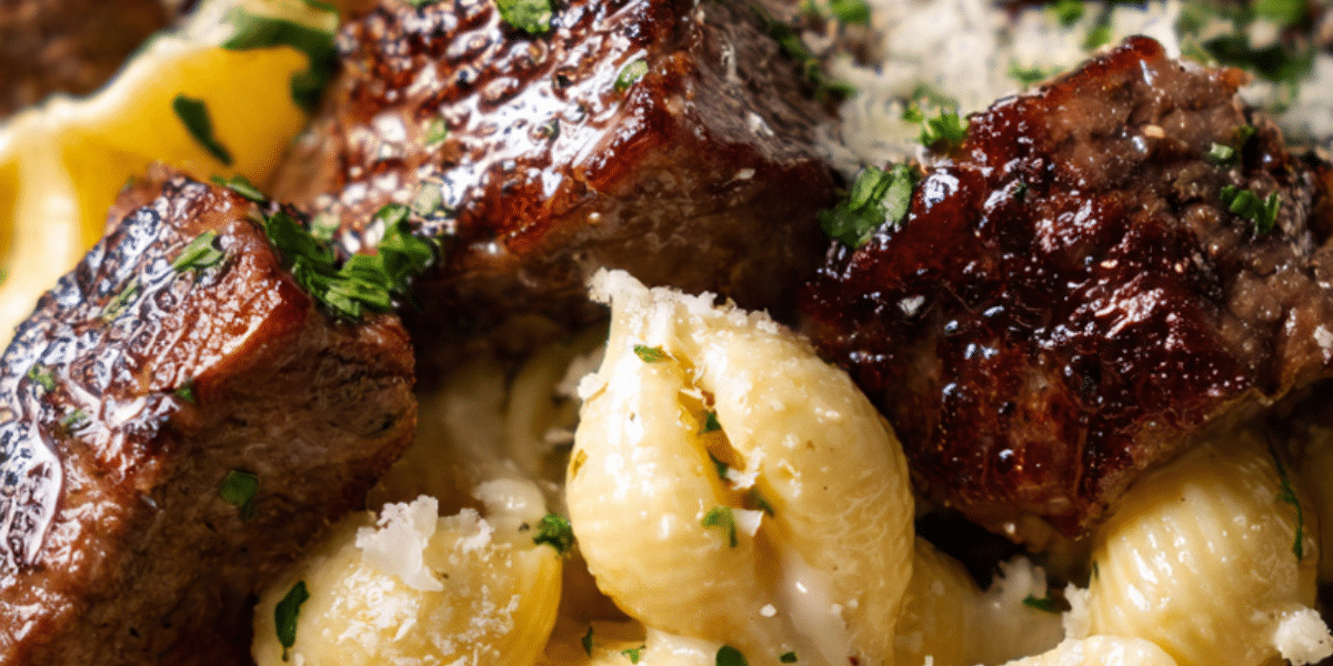 Garlic Butter Steak Bites & Parmesan Alfredo Shells 1 Garlic Butter Steak Bites & Parmesan Alfredo Shells