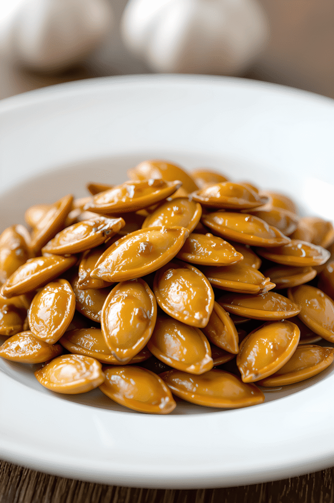 Easy Garlic Roasted Pumpkin Seeds Recipe 3 Step-by-step making of Garlic Roasted Pumpkin Seeds in progress