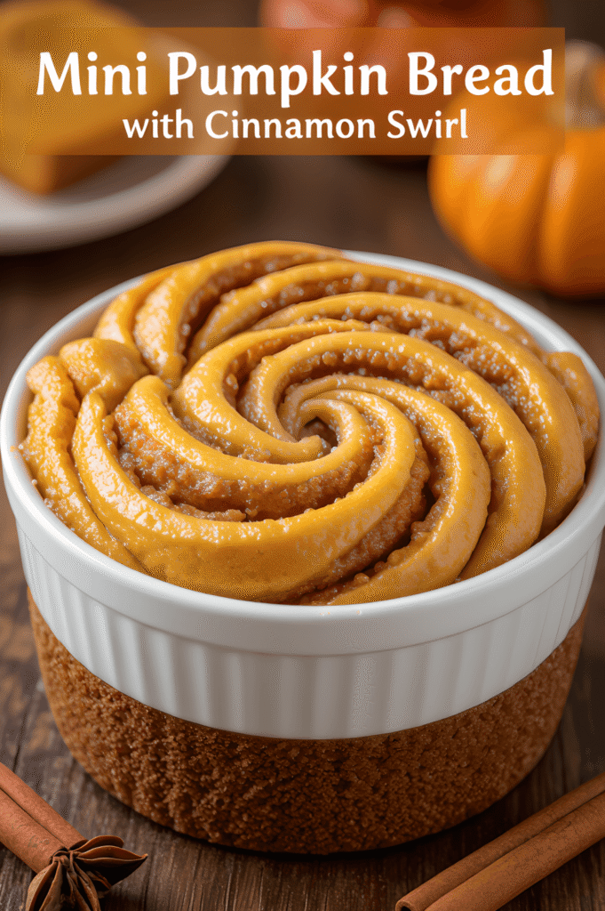 Mini Pumpkin Bread with Cinnamon Swirl: Your New Favorite Fall Baking Recipe! 2 Cozy close-up of Mini Pumpkin Bread with Cinnamon Swirl served warm