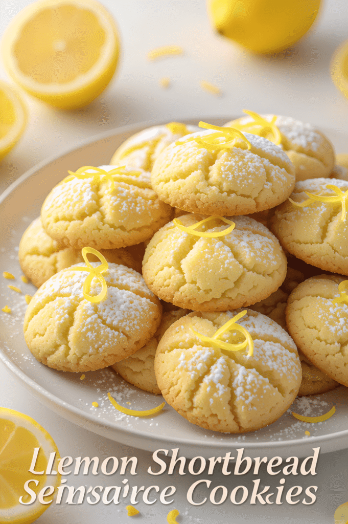 Zesty Lemon Shortbread Cookies: A Bite of Sunshine 2 Fresh ingredients for Lemon Shortbread Cookies on rustic board