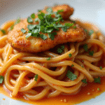 Fiery Chicken Ramen With Creamy Garlic Sauce