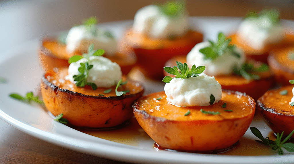 Roasted Sweet Potato Rounds with Honey & Feta