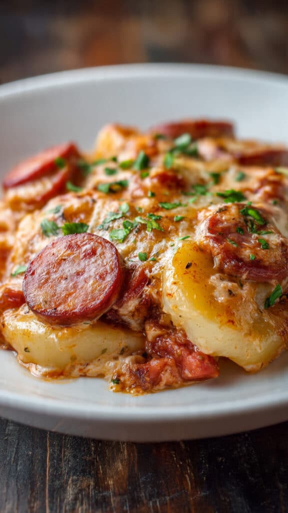 Crock Pot Pierogi Casserole With Kielbasa