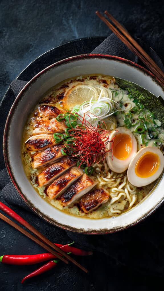 Fiery Chicken Ramen With Creamy Garlic Sauce 2 Fiery Chicken Ramen With Creamy Garlic Sauce