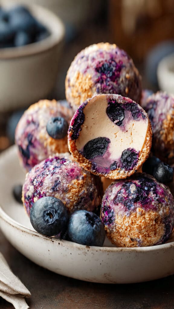 best blueberry cheesecake protein bites recipe hyperrealistic 1