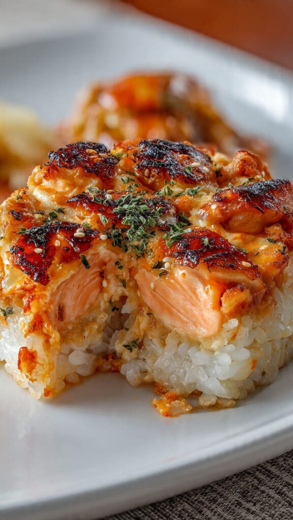 best easy spicy salmon sushi bake recipe 1