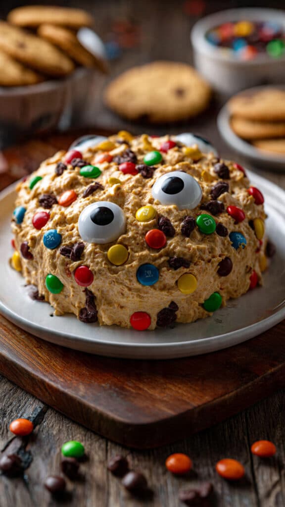 Easy Halloween Monster Cookie Dough Dip (The Best Spooky Treat!) 2 best halloween monster cookie dough dip recipe 1