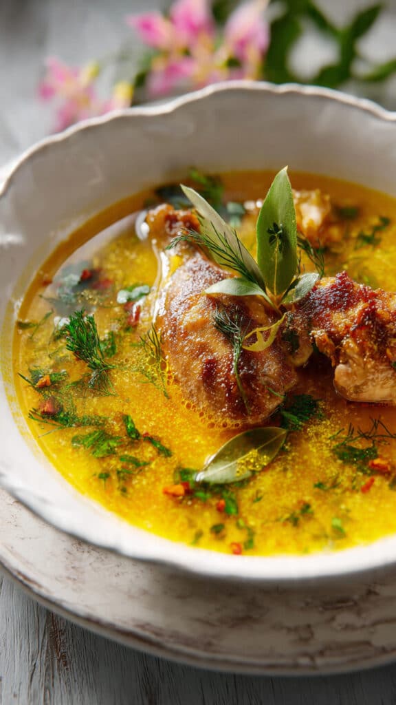 best soothing turmeric chicken soup recipe hyperrealistic 1