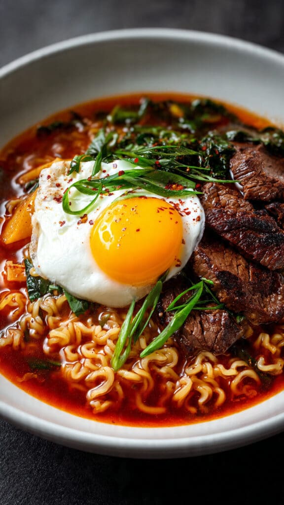 best spicy korean ramen with grilled beef 1