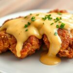Pretzel Chicken with Mustard-Cheddar Sauce