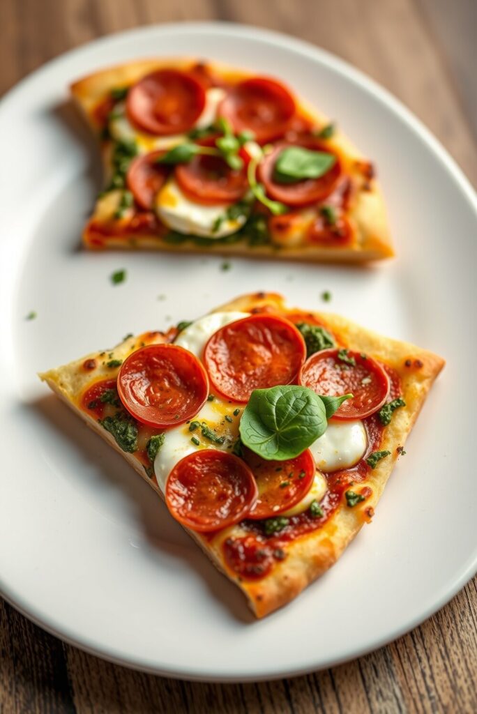 Pepperoni and Burrata Pizza with Pesto