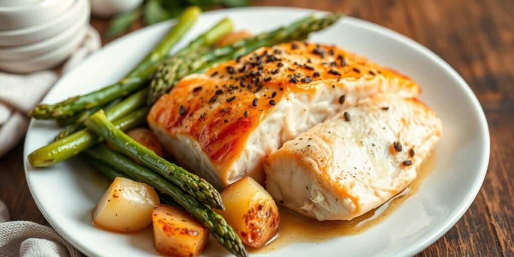 Baked Salmon with Potatoes and Asparagus