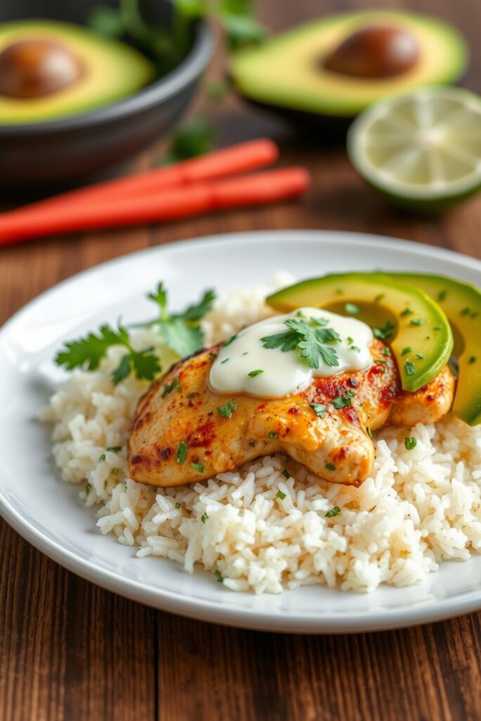 Zesty Cilantro Lime Chicken With Avocado And Jasmine Rice Recipe 2 Zesty Cilantro Lime Chicken with Avocado and Jasmine Rice