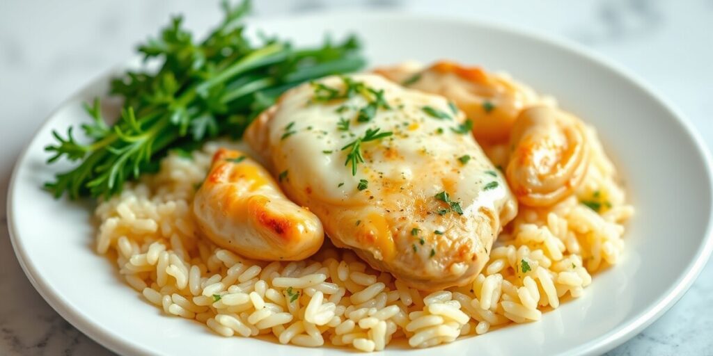 Chicken Scampi with Creamy Garlic Parmesan Rice