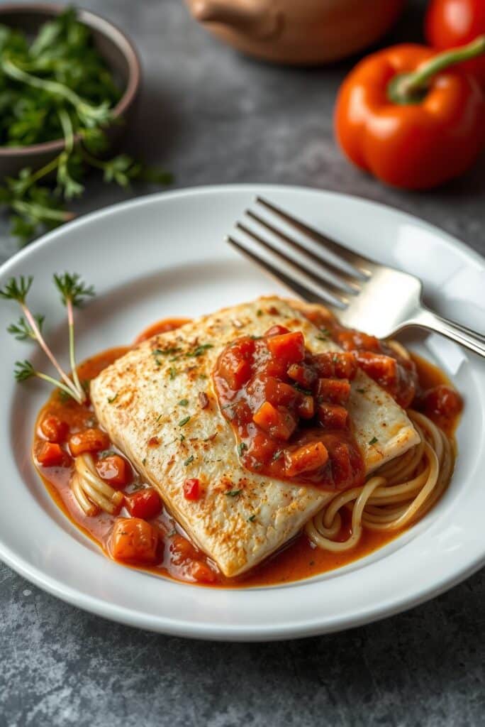 Quick Tilapia in Roasted Pepper Sauce (A 20-Minute Dream!) 2 Quick Tilapia in Roasted Pepper Sauce