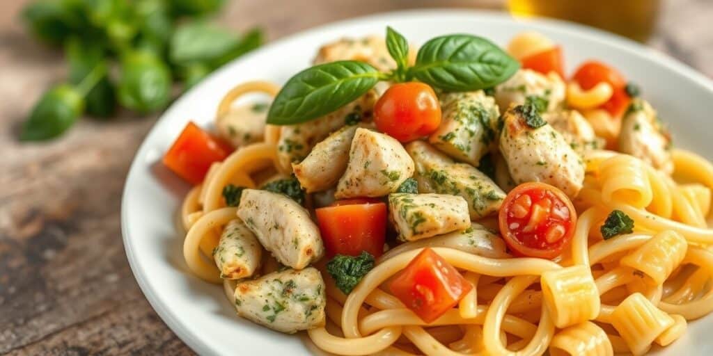 Easy Chicken Pesto Pasta Salad