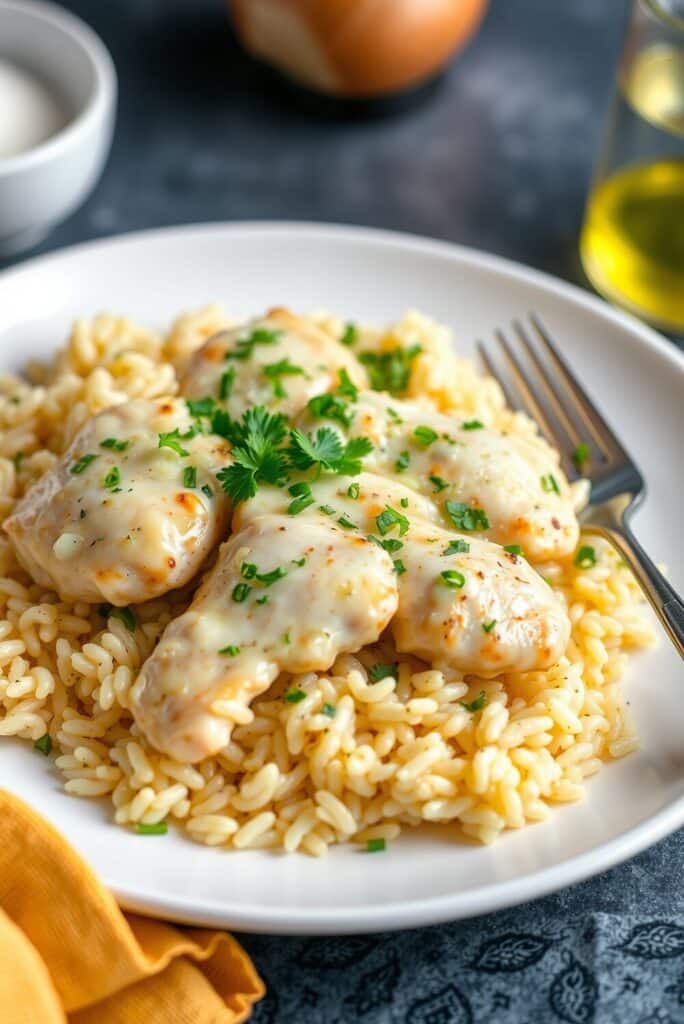 Chicken Scampi with Creamy Garlic Parmesan Rice 2 Chicken Scampi with Creamy Garlic Parmesan Rice