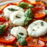 Pepperoni and Burrata Pizza with Pesto