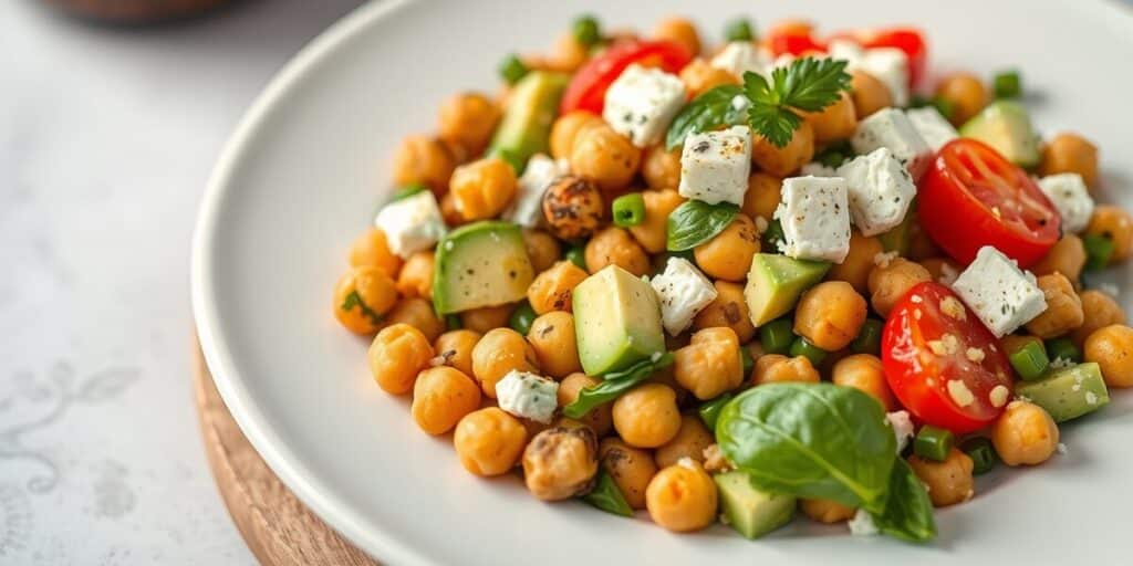 Chickpea Feta Avocado Salad